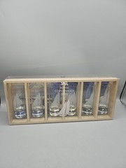 Royal Copenhagen Decorated Etched Schooner Cordial / Shot Glasses Set of 6 ~ NIB