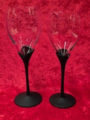 Set of 2 Mikasa RARE Matt Alexandra Black Tulip Stemware Wine Glasses 12 Availbl