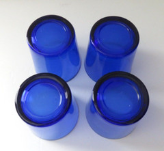 Vintage Libbey Flare Cobalt Blue MCM Tumbler Low Ball Glasses Set of 4
