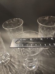 Set Of 4 LIBBEY ROCK SHARPE Crystal Etched GLASSES Wine Water Juice