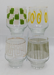 Vintage MCM Set of 4, Textured Tumblers, Rocks Glasses, Barware, RARE! 60s-70s