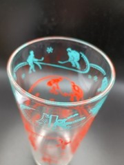 Hazel Atlas Glass Hockey Hassle Tumbler 60s Era Sports Series Heated Rivalry Cup
