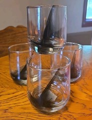 NEW Set of 4 Crisa by LIBBEY ONYX SWIRL 3⅝» Rock Glasses * Low Ball WEIGHTED