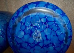 TWO Hand Blown Art Glass CONFETTI TUMBLERS Artist Signed