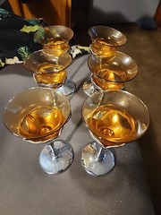 Art Deco FARBERWARE Set 6 Cambridge Chrome Wine Cordial Cocktail Glasses MCM