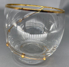 Lot of 2 artist made clear elegant glass gold rim & side embellishment 5 oz