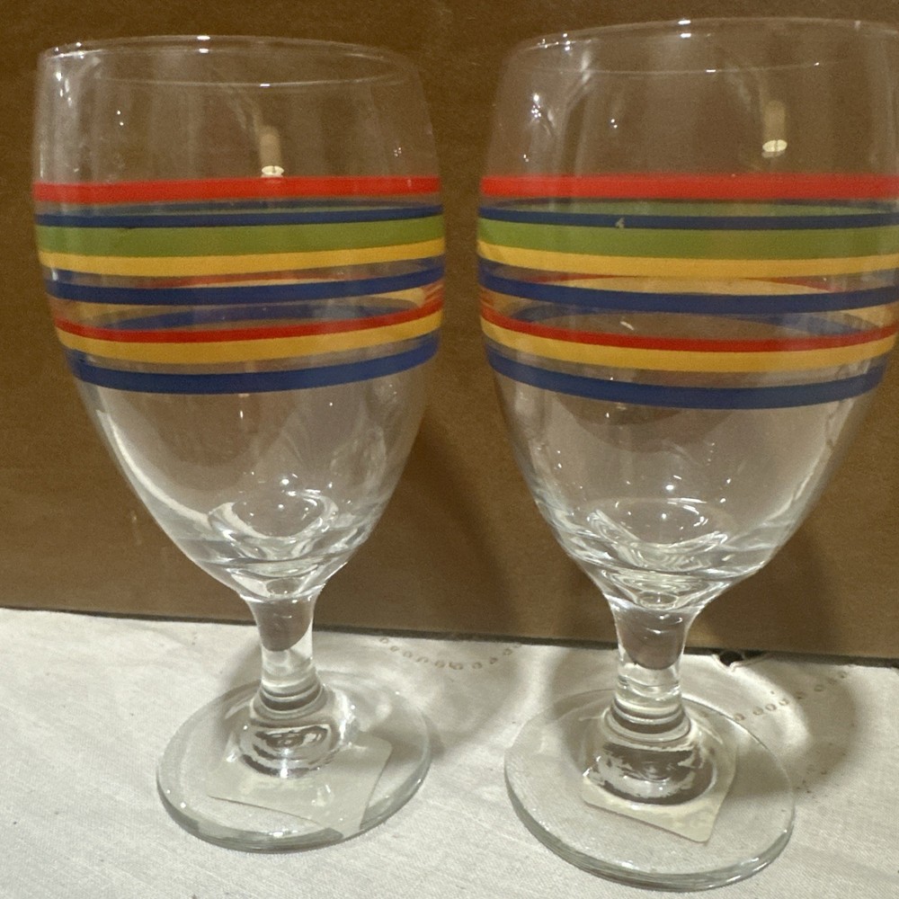 Libbey Mambo Striped Water/Wine Glasses 16.25 oz/481 ml, Set Of 2