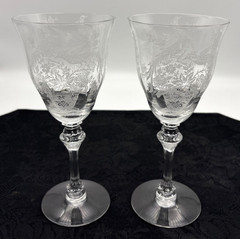 2 Tiffin Persian Pheasant 8″ Water or Wine Goblets 10 Oz