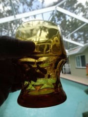 Libbey or Anchor Hocking Amber Glass Georgian 9oz Flat Tumbler Good Used Cond.