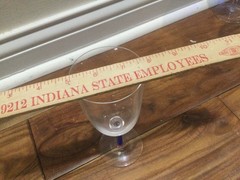 Rare Vintage Signed/stamp Murano Blown clear Wine Glass 6.5″ blue art fillament
