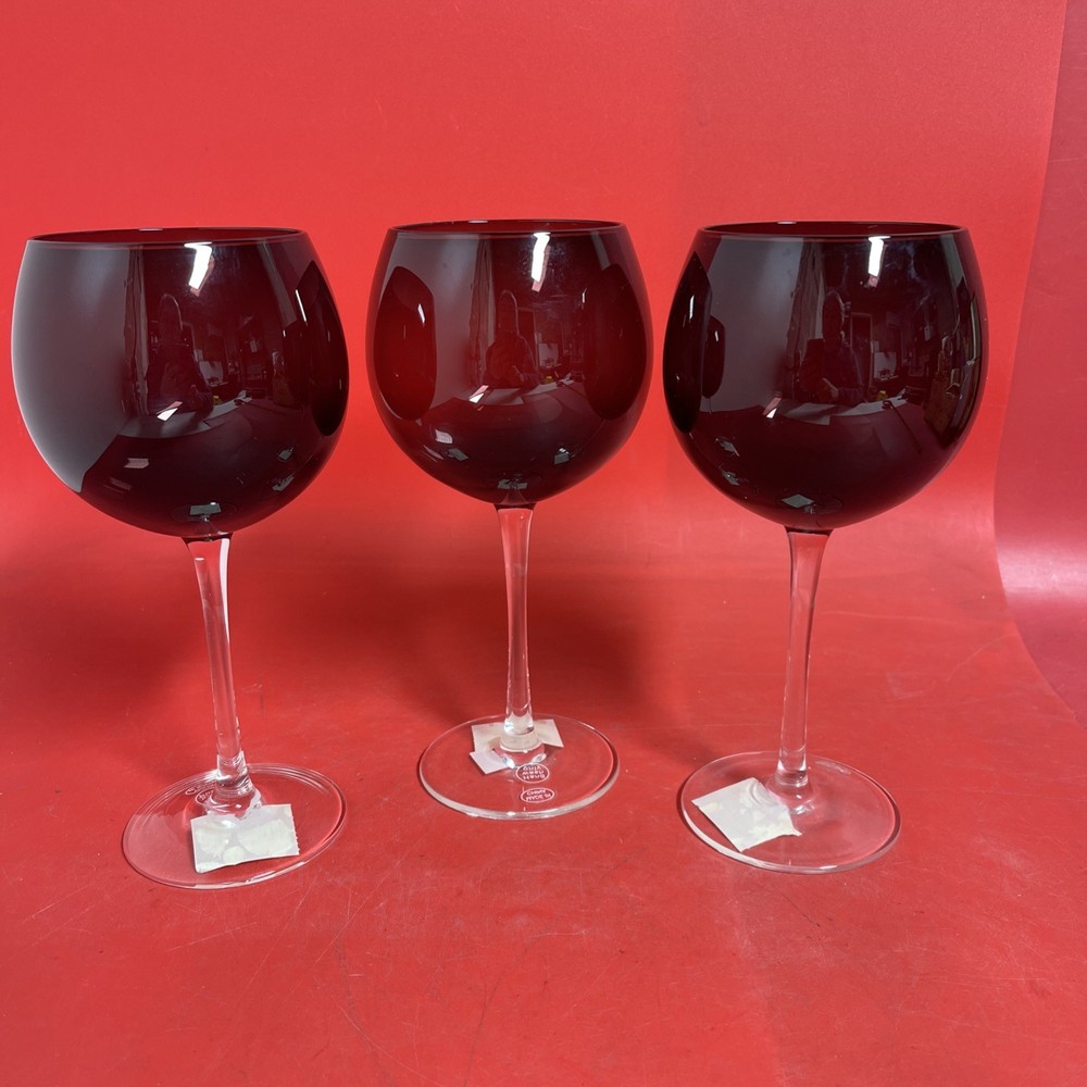 JC Penney AMETHYST BALLOON GOBLETS – Set of 3 – 8 3/4″ Wine Goblets