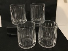 Set of 4 ~ Cut Crystal WHISKEY Glasses Old Fashioned Low Ball Tumblers BAR