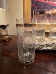 Vintage Culver Barware Tumblers set of 4 22k gold rimmed Glasses High End Luxe