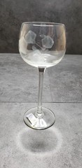 Vintage Wine Goblets Etched Flowers Hand Blown Toscany