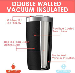 20oz Stainless Steel Tumbler Travel Mug with Double Wall Vacuum Insulation and