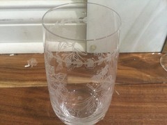 Porteimeirion style white graphics flowers butterfly glasses 1 tumbler 1 wine