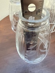 Set of 4 Vintage clear glass lamp shades with etched daisy floral designs