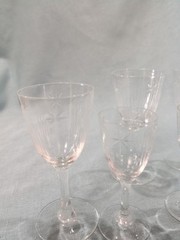 Rare 7 Vtg 50s MCM Starburst 3.75”/4.4″ Footed Aperitif Cordial Etched Glasss
