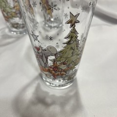 Disney Winnie the Pooh Holiday Glasses Set 4 Christmas Tree 6″ Tigger Eeyore Pig