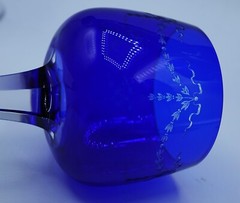 FRENCH Baccarat Blue Crystal Lily of the Valley Floral Hoock Wine Glasses Set 6