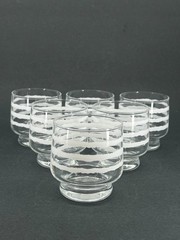 5 Pier 1 Imports White Bands 8 Oz Old Fashioned Glasses Set Clear Tumblers VTG