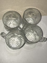 4 Luminarc Antique Clear Cristal D’Arques Durand Glass Mugs Intact Labels .