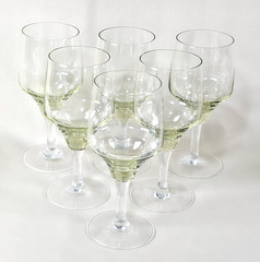 Set of 6 Sasaki Harmony Green Chartreuse 6.5″ Wine Goblets Hand Blown Japan