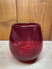 Studio Hand Blown Red Stemless Wine Glass Tumbler Votive Candle Holder