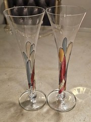 Tirgu Jiu Hand Blown Crystal Champagne Flute Romania 10′