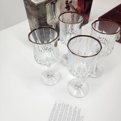 CRISTAL D’ARQUES LONGCHAMP CRYSTAL WINE GLASSES GOLD TRIM 7.5 oz. Set Of 4