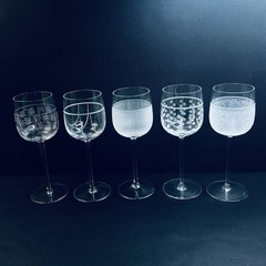 1 Salviati Wine Glass Art Crystal Etched Glass Italy 8″ handblown
