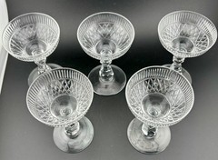 Vintage Cut Glass Cordial Glasses Set of 5
