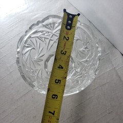 Footed Crystal Starburst Serving Bowl Dish Cut Glass 6″ Candy Fruits Clear Decor