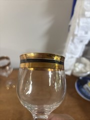 Same Cristallerie Vintage Set Of 2 Wine Glasses Gold Rim