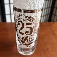 VTG Vitreon Queens Lusterware 25th Anniversary Glasses Roses Silver Rim Set Of 4