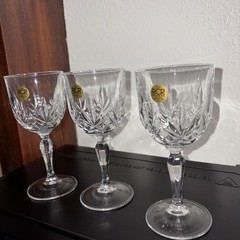 3- Italian OPERA Cut Lead Crystal Wine Glasses 6 7/8″ Fine Dining Exquisite New
