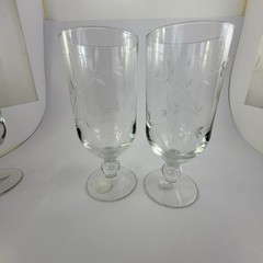 Lot (4) No 3601 Princess House Moderna Crystal Pedestal Clear Stem Glasses New