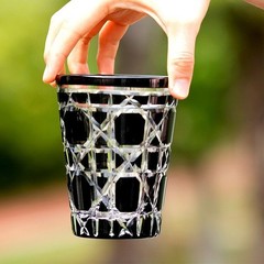 10oz Diamond Cut Clear Crystal Glasses For Whiskey Vodka Juice Drinkware Black