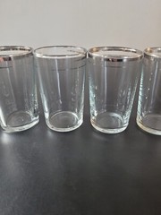 Lot of 4 Vintage MacBeth-Evans MBE4 4oz. Glass 3.5″ with Platinum/Silver Rim