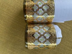 (2) Mid Century Culver Valencia gold trim lowball / rocks Scarface glasses