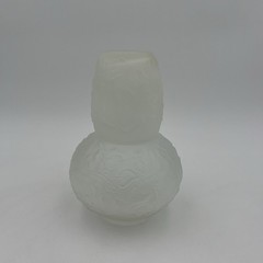 Vintage Frosted White Satin Glass Bedside Carafe/Tumble Up Small Scratch See Pic