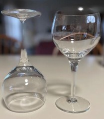 Set Of 2 Long Stem Wine Sherry Glasses 7.5” Tall 4-5 oz Cup Blown Glass Clear