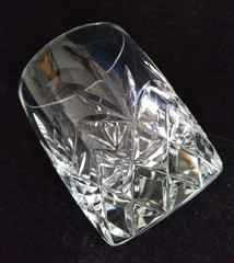One (1) LENOX USA Charleston Double Old-Fashioned Glass Cut Criss-Cross & Fan