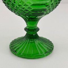 Anchor Hocking Green Glass Chalice Goblet Footed Vintage Scalloped Rim