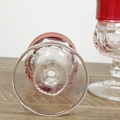 MCM Vintage Set Of 4 Ruby Red Flash Kings Crown Thumbprint Glass Cordial Goblets