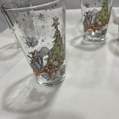 Disney Winnie the Pooh Holiday Glasses Set 4 Christmas Tree 6″ Tigger Eeyore Pig
