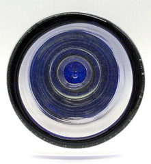 Mexico Hand Blown Beer Glass Clear With Cobalt Blue Rim & Base Barware Drinkware