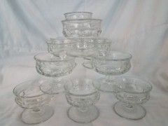 10 KINGS CROWN IMPERIAL THUMBPRINT PATTERN – LOW CHAMPAGNE COUPES / SHERBETS