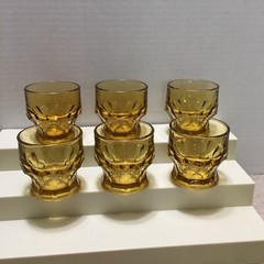Set of 6 Vintage Anchor Hocking Amber 4oz Bar Tumbler Glasses