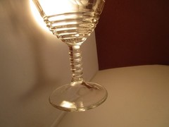 Vintage Clear Glass Gold Band Etched Flower Set of 5 Champagne Glasses